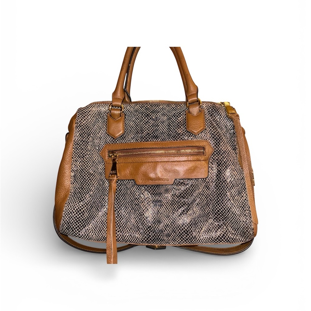 Aimee Kestenberg Elegant Leather Tan and Brown Satchel